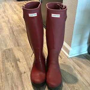 Hunter red knee high rain boots size 9 EU 40/41